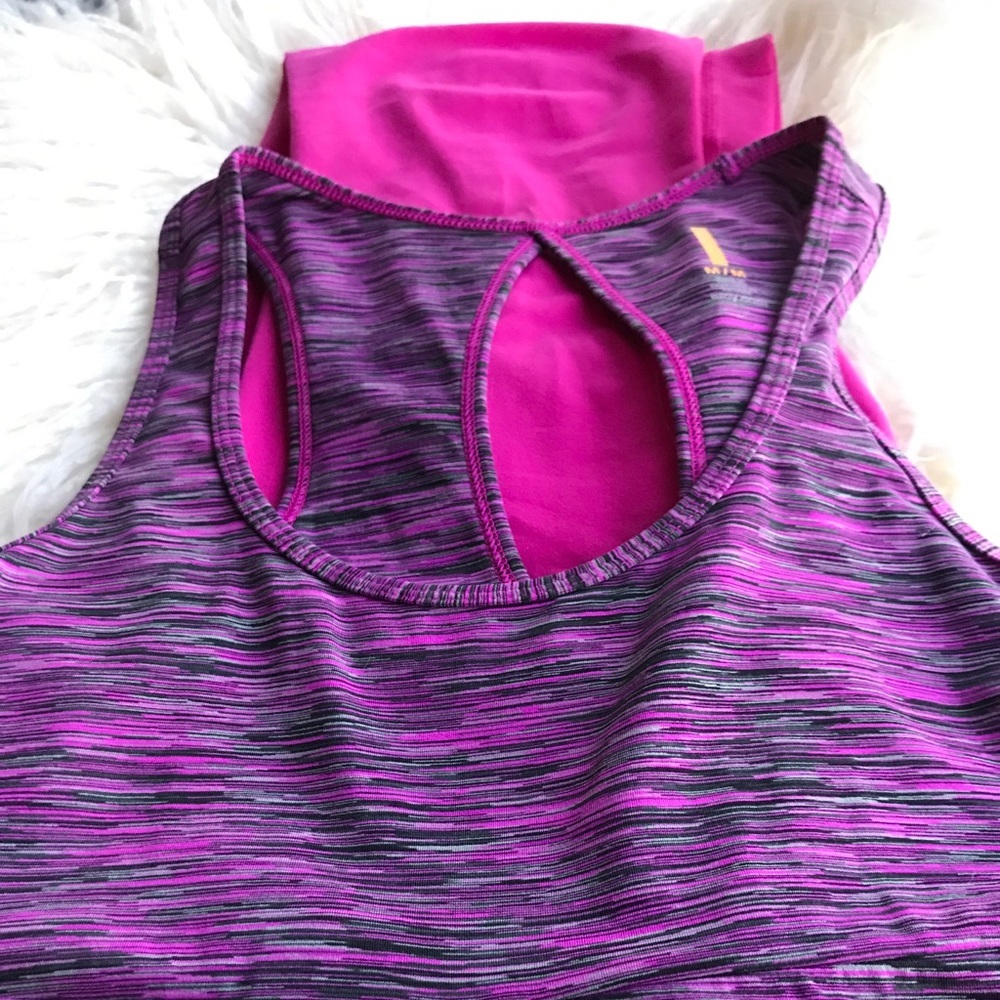 Lucy Workout Top💕NWOT Magenta Space Dye with Cinched‎ Bottom adjustable 💜💗